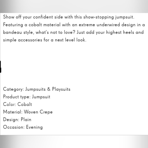 Pretty Little Thing Cobalt Extreme Underwire Bandeau Jumpsuit - Picture 9 of 16